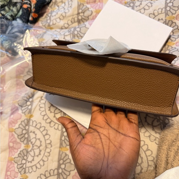 Coach Brown Leather Shoulder Bag with Gold Accents - Picture 12 of 12